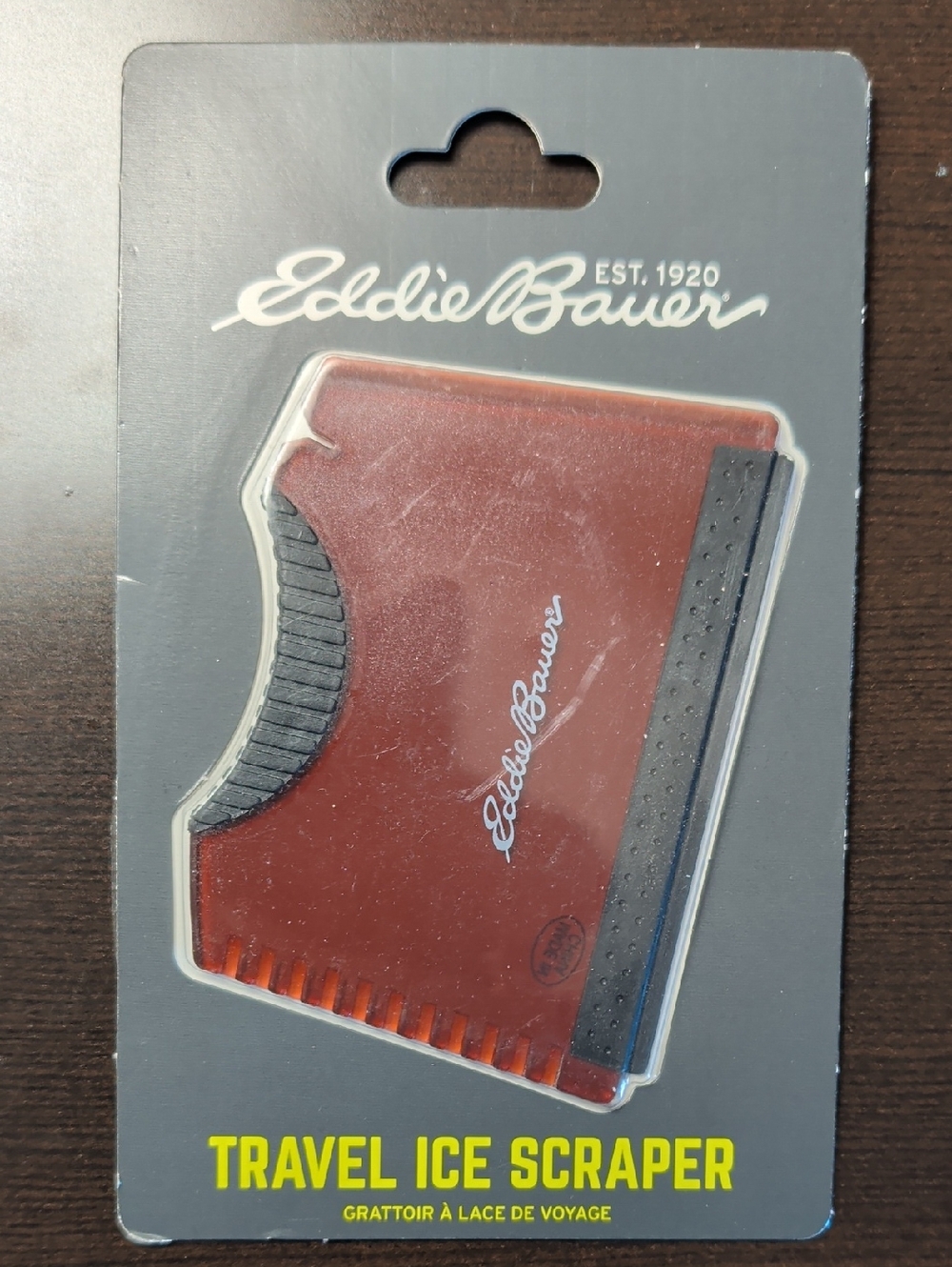 Eddie Bauer Red Travel Ice Scraper with Black Grip